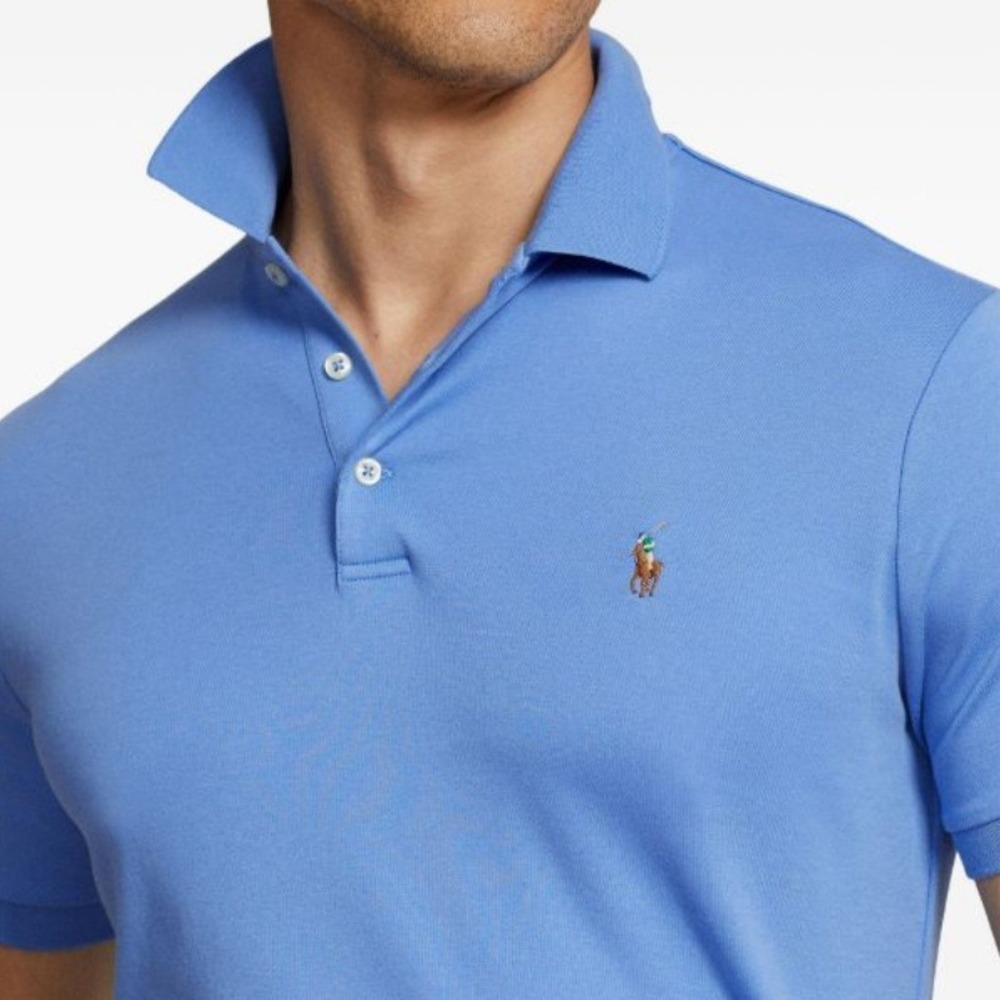 Polo Ralph Lauren Polo Pony Embroidered Blue Cotton Short Sleeve Golf Shirt XL